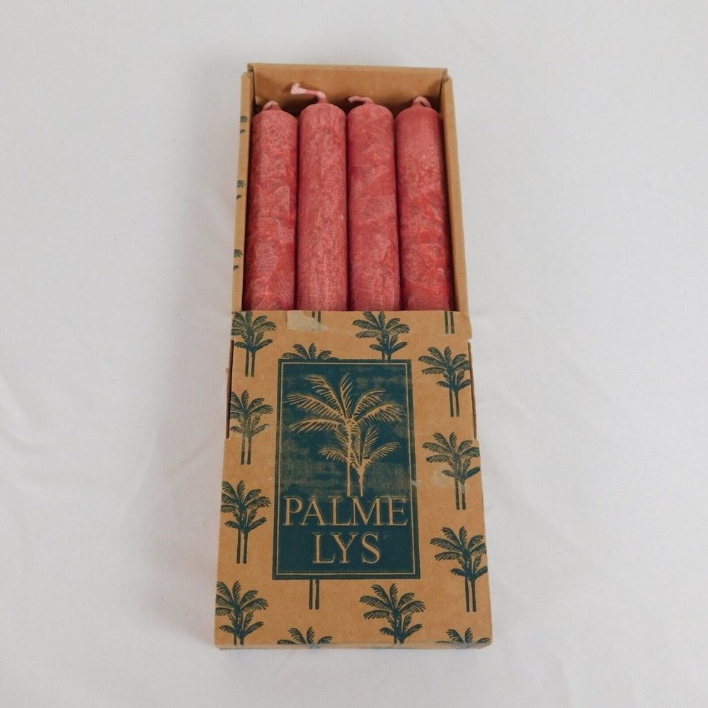 4 Palmlights 9" Taper Candles Red Non-Drip Soot-Free Palmelys Bright Lights Open